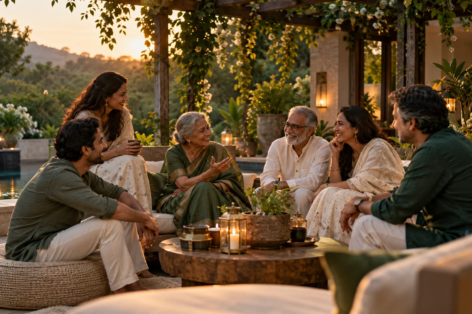 People of different generations sharing a quiet gathering